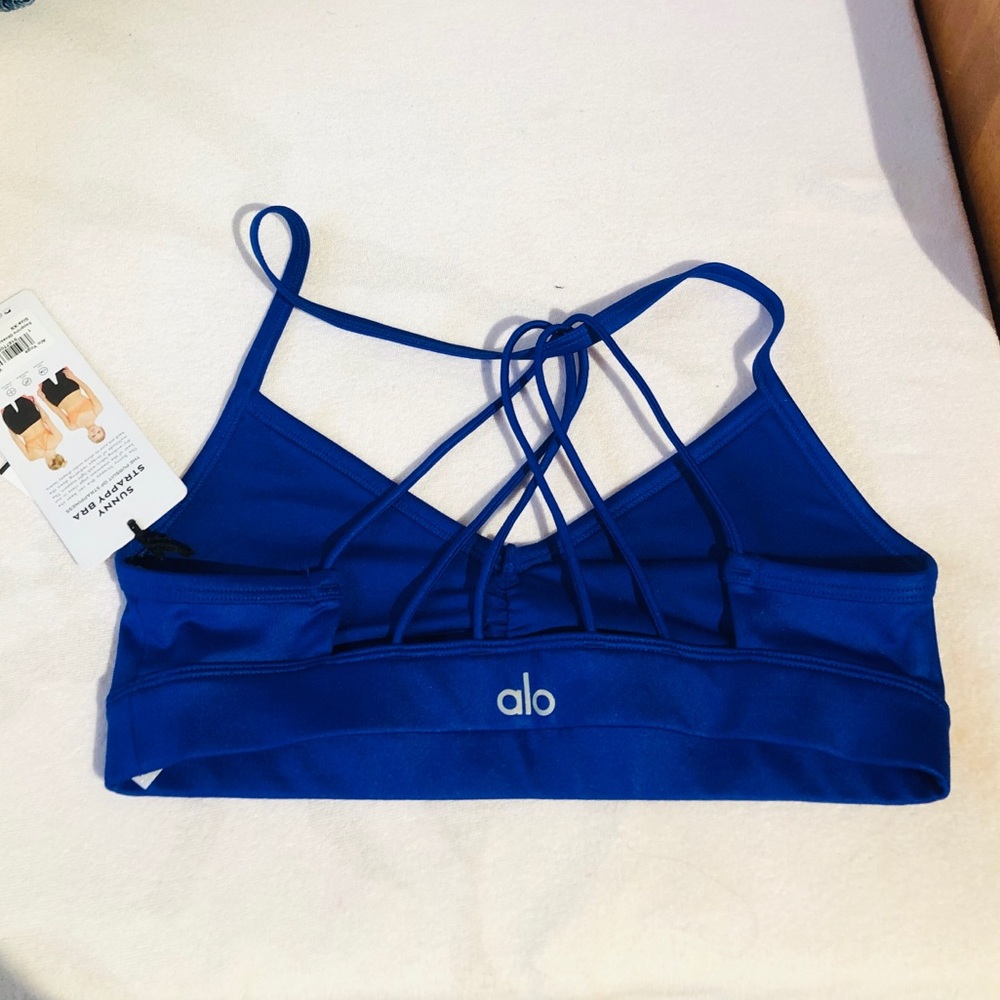ALO YOGA**Sunny Strappy Bra**Sapphire Glossy**$60 - Picture 8 of 8